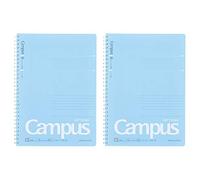 KOKUYO Campus Soft Ring Notebook, Semi-B5, B 6mm Dot Ruled, 34 Lines, 40 Sheets, Blue, Set of 2, Japan Import (SU-S111BT-B)
