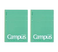 KOKUYO Campus Soft Ring Notebook, Semi-B5, B 6mm Dot Ruled, 34 Lines, 40 Sheets, Green, Set of 2, Japan Import (SU-S111BT-G)