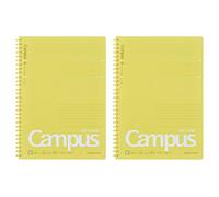 KOKUYO Campus Soft Ring Notebook, Semi-B5, B 6mm Dot Ruled, 34 Lines, 40 Sheets, Yellow, Set of 2, Japan Import (SU-S111BT-Y)