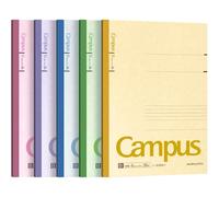 KOKUYO Campus Todai Series Lined Notebook - Semi B5 (252x179x4mm) - 6 mm Ruling - 35 Lines X 30 Pages - Pack of 5 Cover Colors 3CBNx5