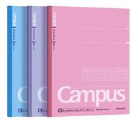KOKUYO Composition Notebooks, Campus 9-3/4" 7-1/2" Comp Book, 5mm Grid | 80 Sheets Each, Pink Blue Lavender School Lined Notebook Journal for School Work Study Note Taking 3 Pack