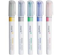 KOKUYO 2-Tone Vivid Highlighter 5 Colors Set. Mark+ Two Colors Dual Tips Markers, Quick Dry Similar Shades Tip 5 Pack of Gold, Gray, Light Green, Navy, Red. Japan Import (PM-MT100-5S2).