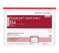 Kokuyo Kuke-304R Soft Clear Case with Zipper, Soft, B4, Red, x5