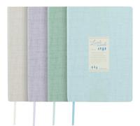 KOKUYO Lined Journal Notebooks, 4 Pack A5 Hardcover Notebook for Women in 8mm Ruled Japanese Smooth Paper, 70gsm 100 Sheets Each Pastel Travel Journal in 5.5'' x 8'', Journaling Writing Work & Office