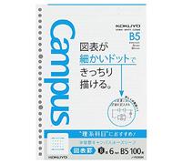 Kokuyo NO-F836BK Study Ruled Campus, Loose Leaf, Table Ruled, 0.2 inches (6 mm), B5, 100 Sheets, Set of 2