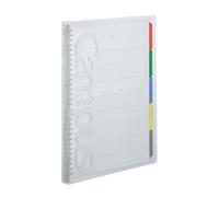 Kokuyo Campus Slide Binder with 5 Tab Dividers, Slim Type, A4, 30 Holes, Up to 65 Sheets, Transparent, Japan Import (RU-P173NT)