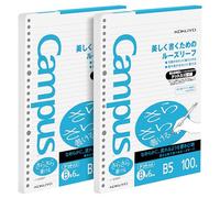 Kokuyo Campus Loose Leaf Paper for Binders, Sarasara Smooth Writing, B5, B 6mm Dotted Ruled, 26 Holes, 36 Lines, 100 Sheets, pH Neutral, Bleed Resistant, 75gsm, Pack of 2, Japan Import (NO-836BT)