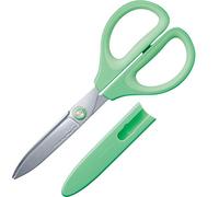 Kokuyo Saxa Glueless Scissors, Green, 3D Blade, Symmetrical Handle for Both Right-hand and Left-hand, with Safety Cap, Japan Import (HASA-P280G)