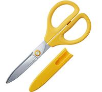 Kokuyo Saxa Glueless Scissors, Yellow, 3D Blade, Symmetrical Handle for Both Right-hand and Left-hand, with Safety Cap, Japan Import (HASA-P280Y)