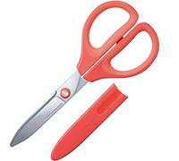 Kokuyo Saxa Non-Stick Scissors - Heavy Duty Titanium Coating Blades with 3D Technology, Ambidextrous Design for Crafting, Sewing & Daily Use, Red, Japan Import (HASA-P280R)
