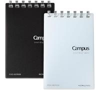 Kokuyo Small Notebooks, 2 Pack 3"x5" Pocket Refillable Spiral Notepads with 20 5x5 Graph Sheets Each and Card Pocket, Little Mini Notebook with PVC Cover to Stay Organized for Work or School, Black