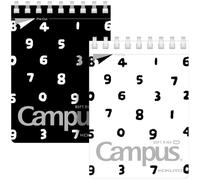 KOKUYO Small Notebooks, 2 Pack 3"x5" Pocket Spiral Notepads 50 Sheets 5x5 Dotted Each, Dot Grid Little Mini Soft Ring Notebook with Perforated Page to Stay Organized for Work or School