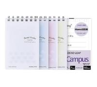 KOKUYO Small Notebooks, 4 Pack 3"x5" Pocket Refillable Spiral Notepads with 20 5x5 Graph Sheets Each and Extra 50 To-do List Sheets, Little Mini Pastel Note pad and 1 Card Pocket for Work or School