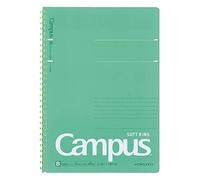 KOKUYO Spiral Lined Notebook, 10'' x 7'' Pastel Journal B5 Campus Soft Ring Notebooks with Dot 6 mm Ruled, 40 Sheets, Green 1 Subject Notebook, Note Taking for School. Japan Import (SU-S111BT-G)