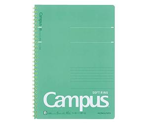 KOKUYO Spiral Lined Notebook, 10'' x 7'' Pastel Journal B5 Campus Soft Ring Notebooks with Dot 6 mm Ruled, 40 Sheets, Green 1 Subject Notebook, Note Taking for School. Japan Import (SU-S111BT-G)