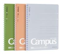 KOKUYO Spiral Lined Notebook, 3 Pack 8.3'' x 5.8'' Solid Colors A5 Campus Soft Ring Notebooks with Dot 8 mm Ruled, 50 Sheets, 1 Subject Notebook, Note Taking for School (AMZUS_WAC-CSR3512-DG)