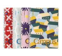 KOKUYO Spiral Lined Notebook, 4 Pack 8.3'' x 5.8'' SOU SOU Journal A5 Soft Ring Notebooks with 8mm Dot Ruled, 50 Sheets, 1 Subject Notebook for School and Note Taking