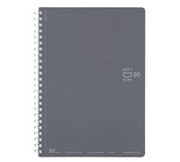 KOKUYO Spiral Lined Notebook, 8.3'' x 5.8'' Business Journal A5 Soft Ring Notebooks with Dot 6 mm Ruled, 80 Sheets, Dark Gray 1 Subject Notebook, Note Taking for Work (SU-SV338BT-DM)