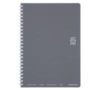 KOKUYO Spiral Lined Notebook, 8.3'' x 5.8'' Pastel Journal A5 Soft Ring Notebooks with Dot 6 mm Ruled, 50 Sheets, Dark Gray 1 Subject Notebook, Note Taking for School. Japan Import (SU-SV331BT-DM)