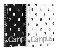 KOKUYO Spiral Lined Notebook, 8.3'' x 5.8'' SOU SOU Journal A5 Soft Ring Notebooks with Dot 8mm Ruled, 50 Sheets, Black & White 1 Subject Notebook, Note Taking for School