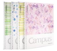 Kokuyo Spiral Notebook Journal, 4 Pack Campus B5 Soft Ring Notebooks with Dotted A 7mm Rule, 40 Sheets, Aesthetic 1 Subject Notebook in Blue Pink Yellow Green, College Office Note Taking. Japan Import