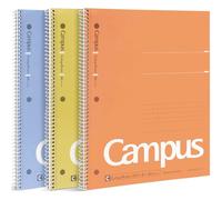KOKUYO Spiral Notebook, 3 Pack Campus 10-1/2" x 8" Subject Notebooks with College Ruled, 80 Sheets, Yellow Orange Purple 3 Holes School Spiral Journal for Work Study Note Taking (WSG-SU-400G2×3)