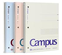 KOKUYO Spiral Notebook, 3 Pack Campus 10-1/2" x 8" Subject Notebooks with Wide Ruled, 80 Sheets, Purple Orange Turquoise 3 Holes School Spiral Journal for Work Study Note Taking (WSG-SU-400G3×3)