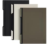 Kokuyo Swing Clip Folders 3 Pack, A4 and Letter Size File Folder, Up to 25 Sheets, Bizrack Clipnote Punchless Report Folder, Black, Olive, Off-White, Japan Import