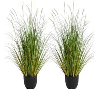 KOL 3ft 2-PACK Artificial Cattail Reed Grass, 35in Artificial Indoor Outdoor Fake Onion Grass Plant, Home Office Decorative Artificial Plants in Pot Faux Plant Greenery, Housewarming Gift Grass, White