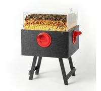 KOL No-Waste Chicken Feeder, 17LB Poultry Feeder with 4 Anti-Spill Ports, Clear-View HIPS & Acrylic Design, Foldable Stand for Hens and Chicks - Automatic Gravity-Flow Feeding System (Black, Small)