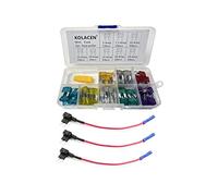 KOLACEN Automotive Car Regular Standard Blade Type Fuse Assorted Kit 81 Pieces + 3 Pieces 16 Gauge Add-a-circuit Standard Fuse TAP Adapter