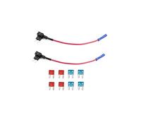 KOLACEN Automotive Car Truck 2 Pieces 16 Gauge Add-a-circuit Fuse TAP Adapter for Mini Blade Type Fuse + 8 Pieces Mini Fuse 10Apm 15Apm