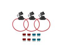 KOLACEN Automotive Car Truck In-line 16 Gauge Fuse Holder for Regular Standard Blade Type Fuse 3 Pieces + 8 Pieces Standard Blade Fuse 10Apm 15Amp