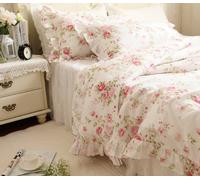 Kolachic Country Rose Roses Pink Floral Flower Duvet Cover Bedding Set 3 Pieces, 1 Duvet Cover & 2 Pillowcases 100% Cotton (Queen)