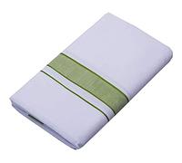 Kolakeer™ Men's Rich Cotton Dhoti with Canal Kara Border - 2.0 Mtrs/Single Layer South Indian Kerala Veshti Mundu, Green, 2.0 Mtrs/Sinlge Layer