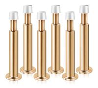 KOLAKO Door Stoppers, 6 Pack Door Stops Wall Mounted Indoors Tall Metal Doorstops Heavy Door Holders with Rumber Bumper Buffer, Wall Protector, Decorative Long Door Stops for Skirtings, Rose Gold