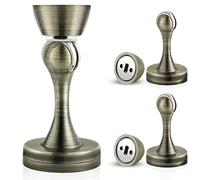 KOLAKO Door Stops, Magnetic Door Stopper Bronze, Heavy Duty Wall Floor Mount Soft Catch Magnet Door Holder, Brushed Stainless Steel, Magnetic Doorstop with Screws