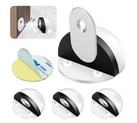 KOLAKO Magnetic Door Stops, White Door Stoppers, Self Adhesive No Drill Brushed Stainless Floor Wall Mount Magnet Door Holder Catch Wall Protector, Magnetic Door Stops for Bottom of Door, 4 Pack