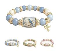 Kolarmo Bluebird Blessings Bracelet with Gift Box, Hummingbird Butterfly Blessing Bracelet, Inspirational Bird Charm wristband for Women and Men (Blue)