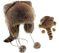 Kolarmo Fluffy Cute Faux Fur Raccoon Tail Plush Hat - Parent-Child, Winter Warm, Kids/Women (1, Eldest Child(M))