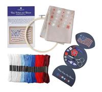 Kolarmo Red, White & Bloom Embroidery Kit, 365-Day Floral American Flag Needlework Set, Us 250th Anniversary Cross Stitch Kit, Full Range of Embroidery Starter Kits for Beginners Adults
