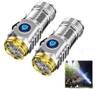 Kolarmo Three-Eyed Monster Mini Flashlight,Rechargeable LED Flashlights High Lumens.Three-Eyed Monster Mini Flash Super Power Flashlight,Slim Portable Pocket Compact Torch (Silver*2)