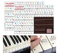 Koldot Piano Keyboard Stickers for 88/61/54/49/37 Keys - Removable Do Re Mi Note Stickers, Colorful Large Bold Letter Staff for Kids & Beginners Learning 2PC (Black and White)