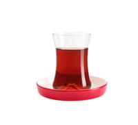 Koleksiyon Tea Glass and Saucer Red 130 ml Set of 6