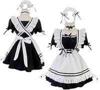 KOLENSA Japanese Ladies Anime Maid Apparel Outfit Cosplay Costume Dress Girls Sissy Fancy French Apron Maid Clothing, 3XL