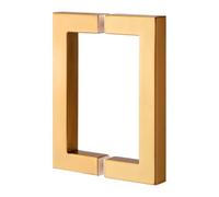 Kolet Square Shower Door Handles, 6 Inch Center to Center, Brushed Gold | 304 Stainless Steel, Compatible with 1/4" to 1/2" Glass, Heavy Duty with Hidden Screw