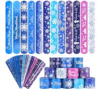 Kolewo4ever 144 Pieces Snowflake Theme Slap Bracelets Frozen Party Favors Wristbands Bracelets (Snowflake)