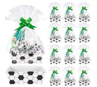 Kolewo4ever 36 Pieces 12 Pack Sports Baskets for Gifts Empty 8x10inch with Basket,Basket Bags, Pull Bows for Sport Party Favor (Soccer)