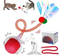KOLGEIKJ Interactive Cat Toy for Indoor Cats, Smart Rolling Ball For Pet, Electric Automatic Cat Toys for Indoor Cats, Moving Toys, Electric Automatic Toys For Indoor Outdoor (Red1)