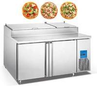 Kolice Commercial Refrigerated Pizza Sandwich Prep Table Refrigeration Food Prep Station- Two door,Food grade stainless steel, 18 pcs GN 1/6 Pans, 560L Cabinet